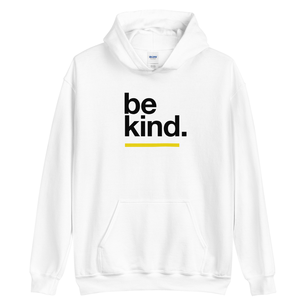 S Be Kind Unisex White Hoodie by Design Express