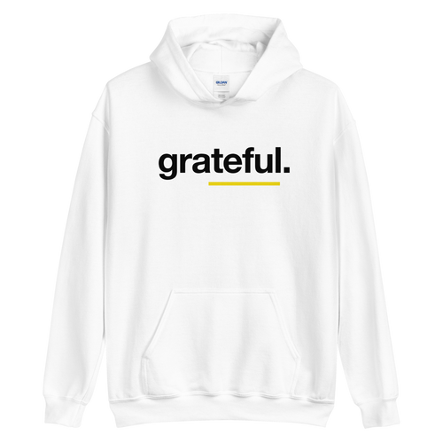 S Grateful (Sans) Unisex White Hoodie by Design Express