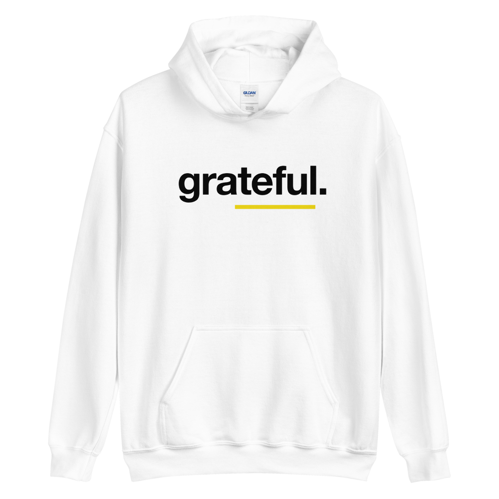 S Grateful (Sans) Unisex White Hoodie by Design Express