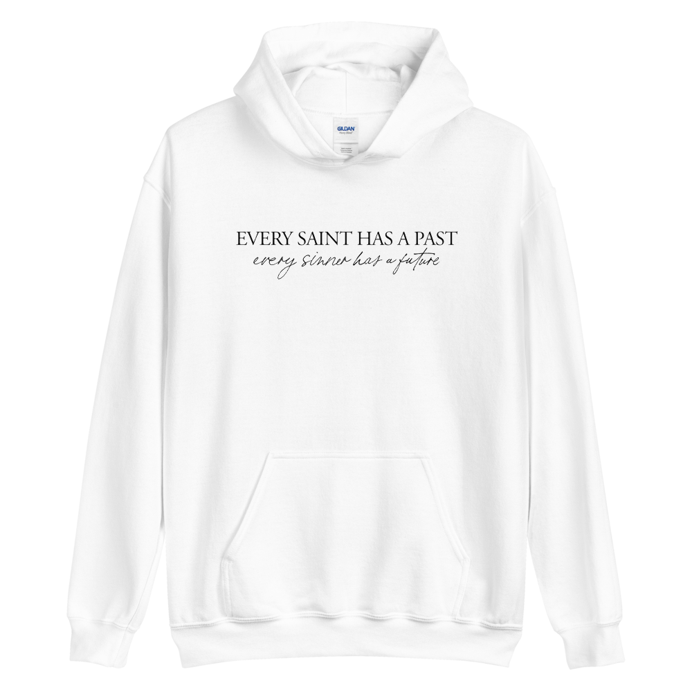 S Every saint has a past (Quotes) Unisex White Hoodie by Design Express
