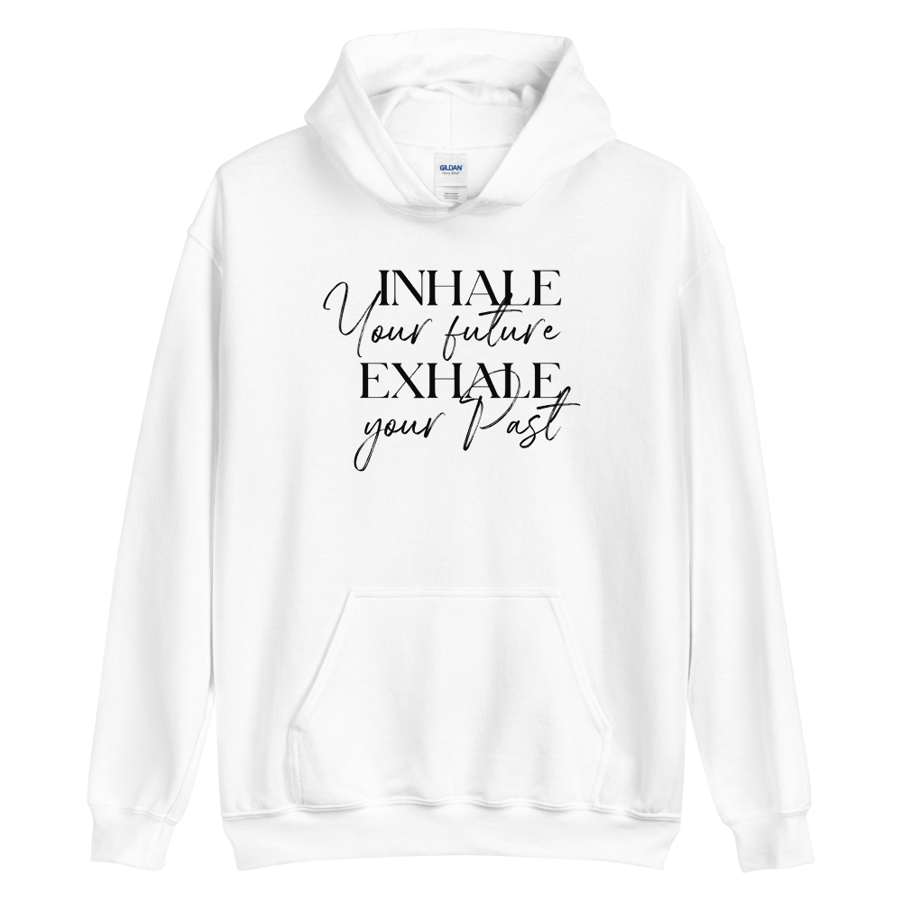 S Inhale your future, exhale your past (motivation) Unisex White Hoodie by Design Express