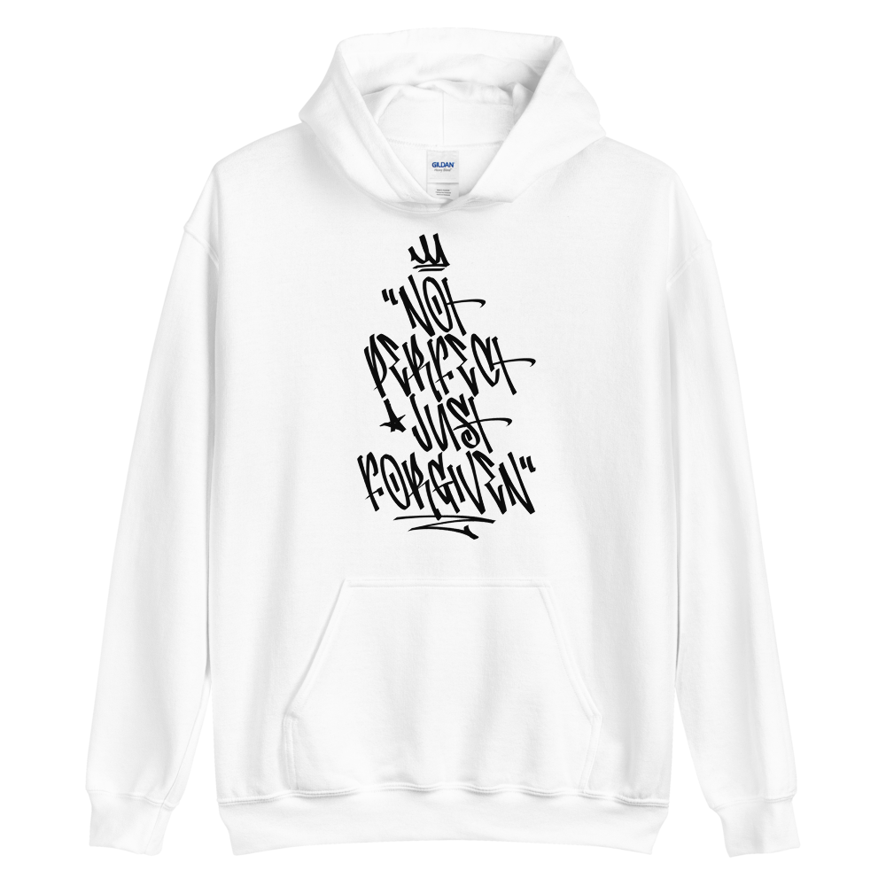 S Not Perfect Just Forgiven Graffiti (motivation) Unisex White Hoodie by Design Express