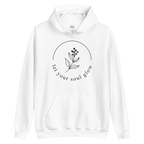 S Let your soul glow Unisex White Hoodie by Design Express