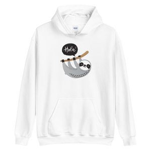 White / S Hola Sloths Unisex Hoodie by Design Express