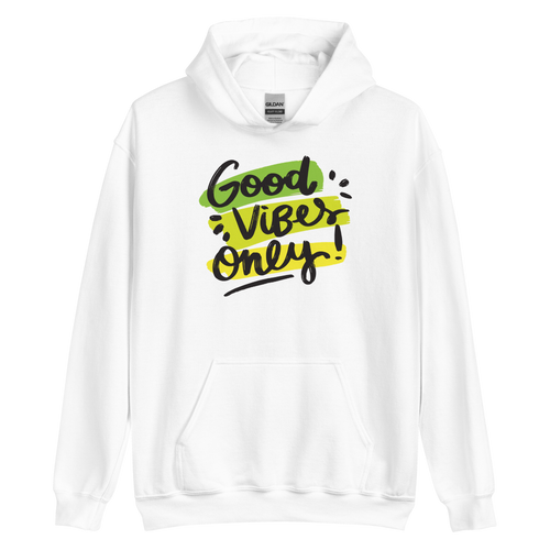 White / S Good Vibes Only Unisex Hoodie by Design Express