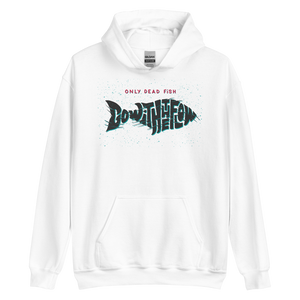 White / S Only Dead Fish Go with the Flow Unisex Hoodie by Design Express