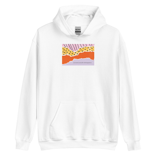 White / S Surround Yourself with Happiness Unisex Hoodie by Design Express