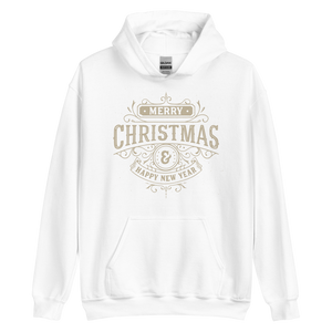 White / S Merry Christmas & Happy New Year Unisex Hoodie by Design Express