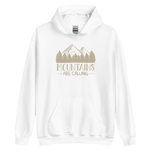 White / S Mountains Are Calling Unisex Hoodie by Design Express