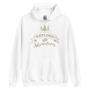 White / S Explore New Adventures Unisex Hoodie by Design Express