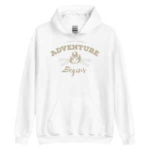 White / S Travel More Adventure Begins Unisex Hoodie by Design Express