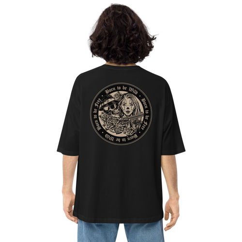 Black / S Born to be Wild, Born to be Free Unisex Oversized T-Shirt by Design Express