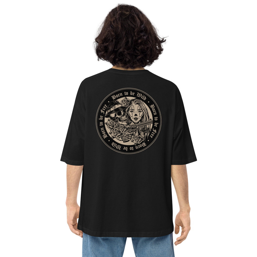 Black / S Born to be Wild, Born to be Free Unisex Oversized T-Shirt by Design Express