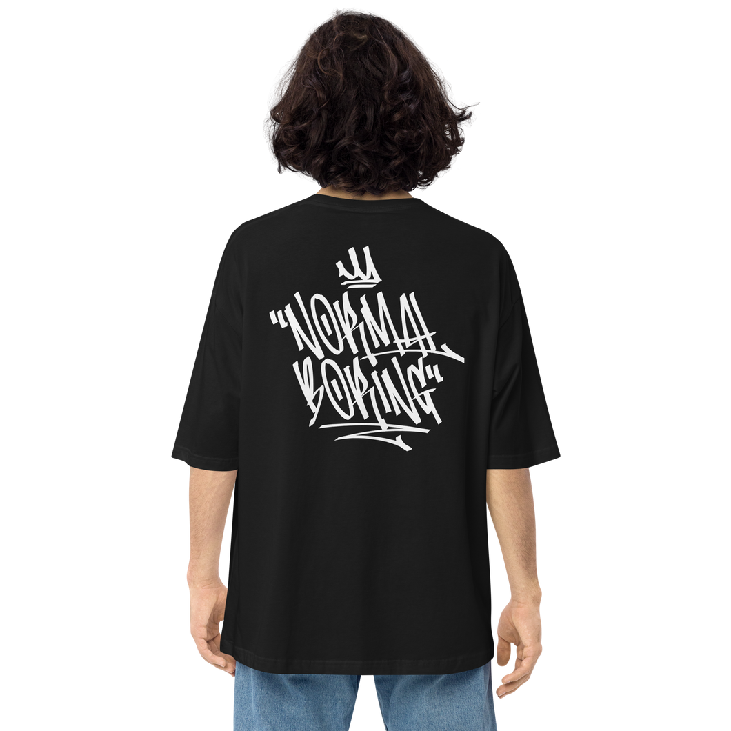 Black / S Normal is Boring Graffiti Back Unisex Oversized Dark T-Shirt by Design Express