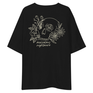 Marvelous Nightmare Flower Skull Back Unisex Oversized T-Shirt by Design Express