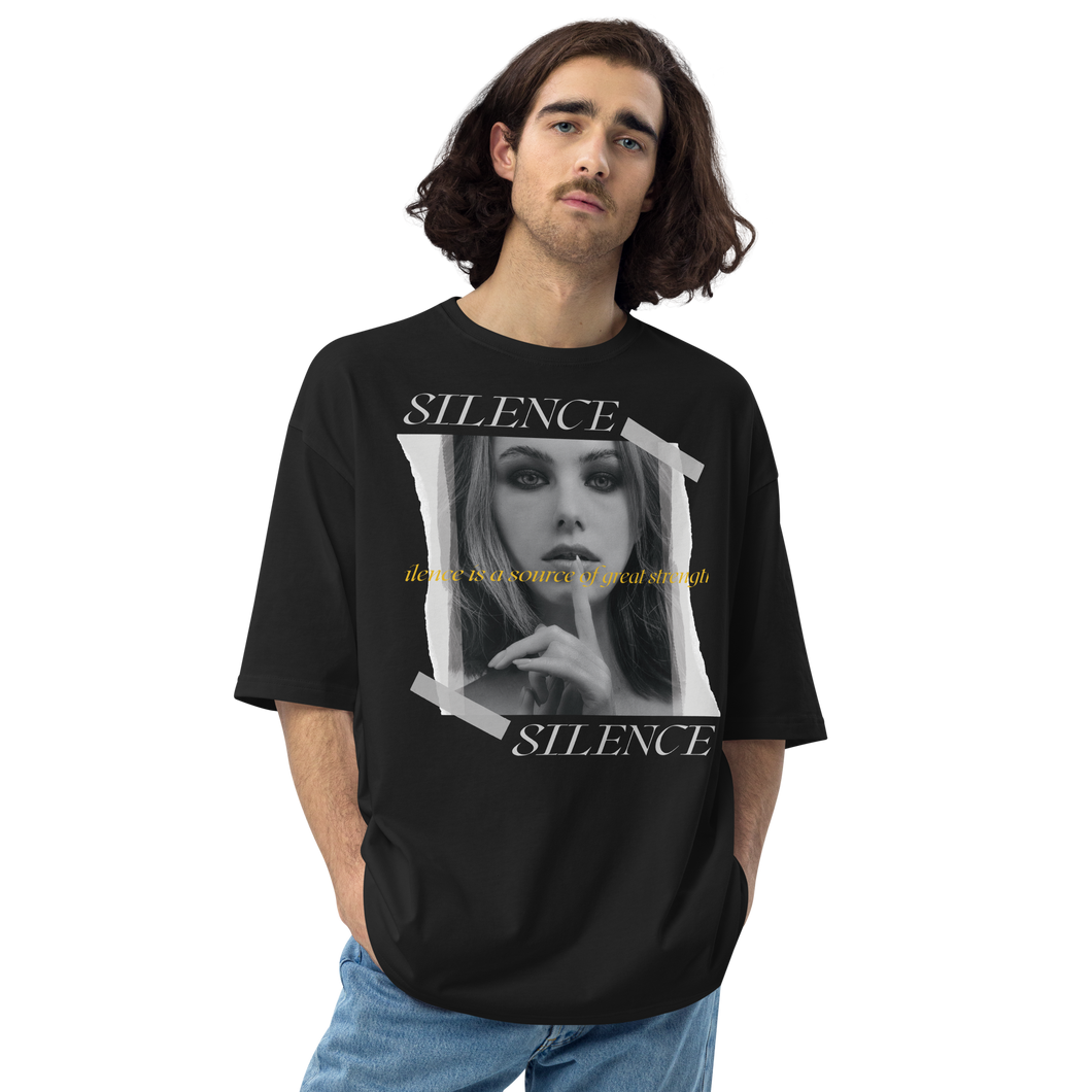 Black / S Silence Unisex Oversized T-Shirt by Design Express