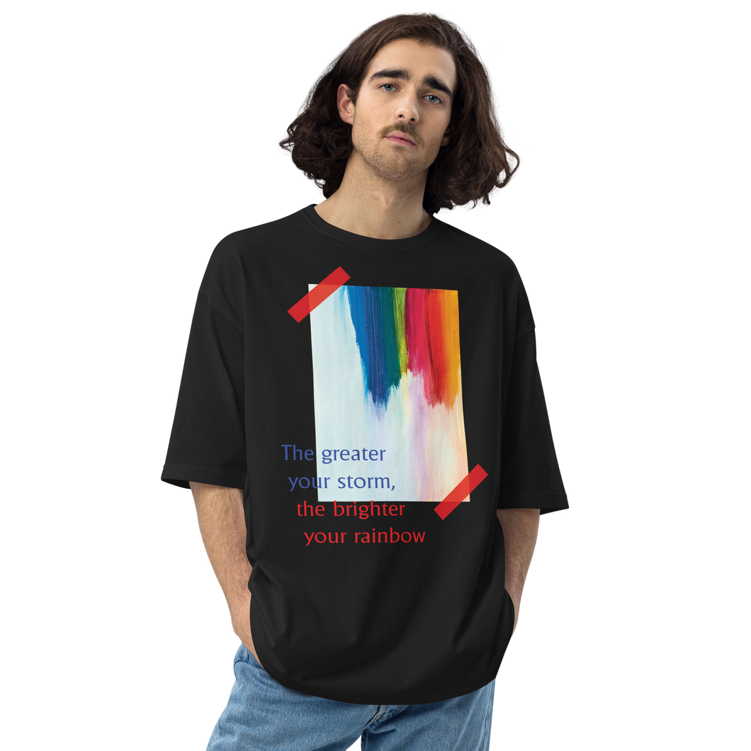 Black / S Rainbow Unisex Oversized T-Shirt by Design Express