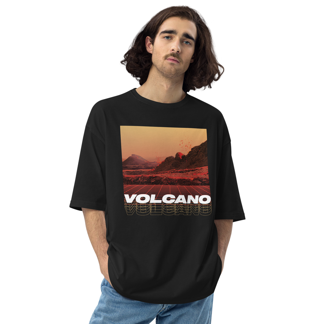 Black / S Vulcano Front Unisex Oversized T-Shirt by Design Express