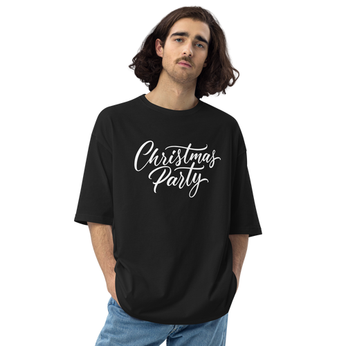 Black / S Christmas Party Unisex Oversized T-Shirt by Design Express