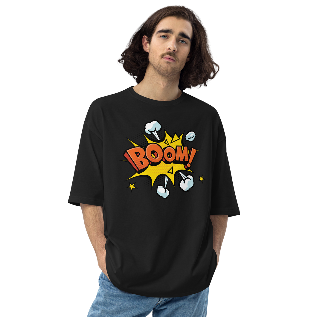 Black / S Boom Pop Art Unisex Oversized T-Shirt by Design Express