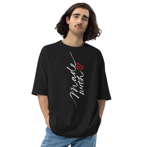 Black / S Made With Love (Typo) Unisex Oversized T-Shirt by Design Express