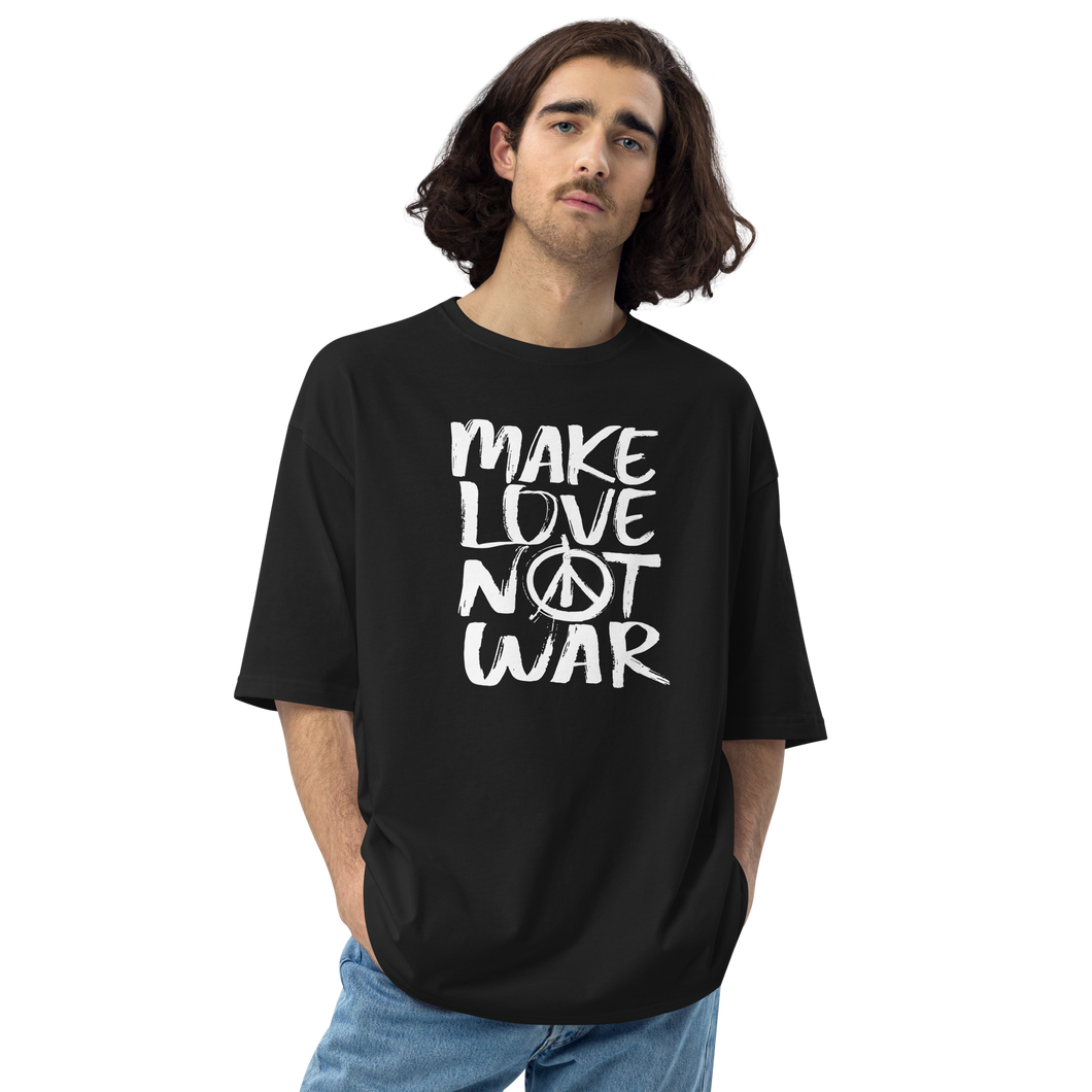 Black / S Make Love Not War Unisex Oversized T-Shirt by Design Express