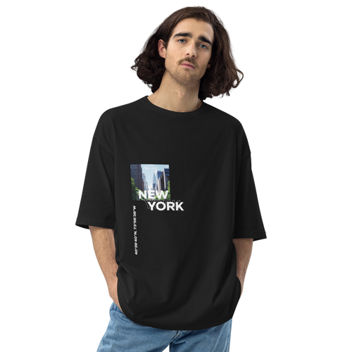 Black / S New York Coordinates Front Unisex Oversized Dark T-Shirt by Design Express