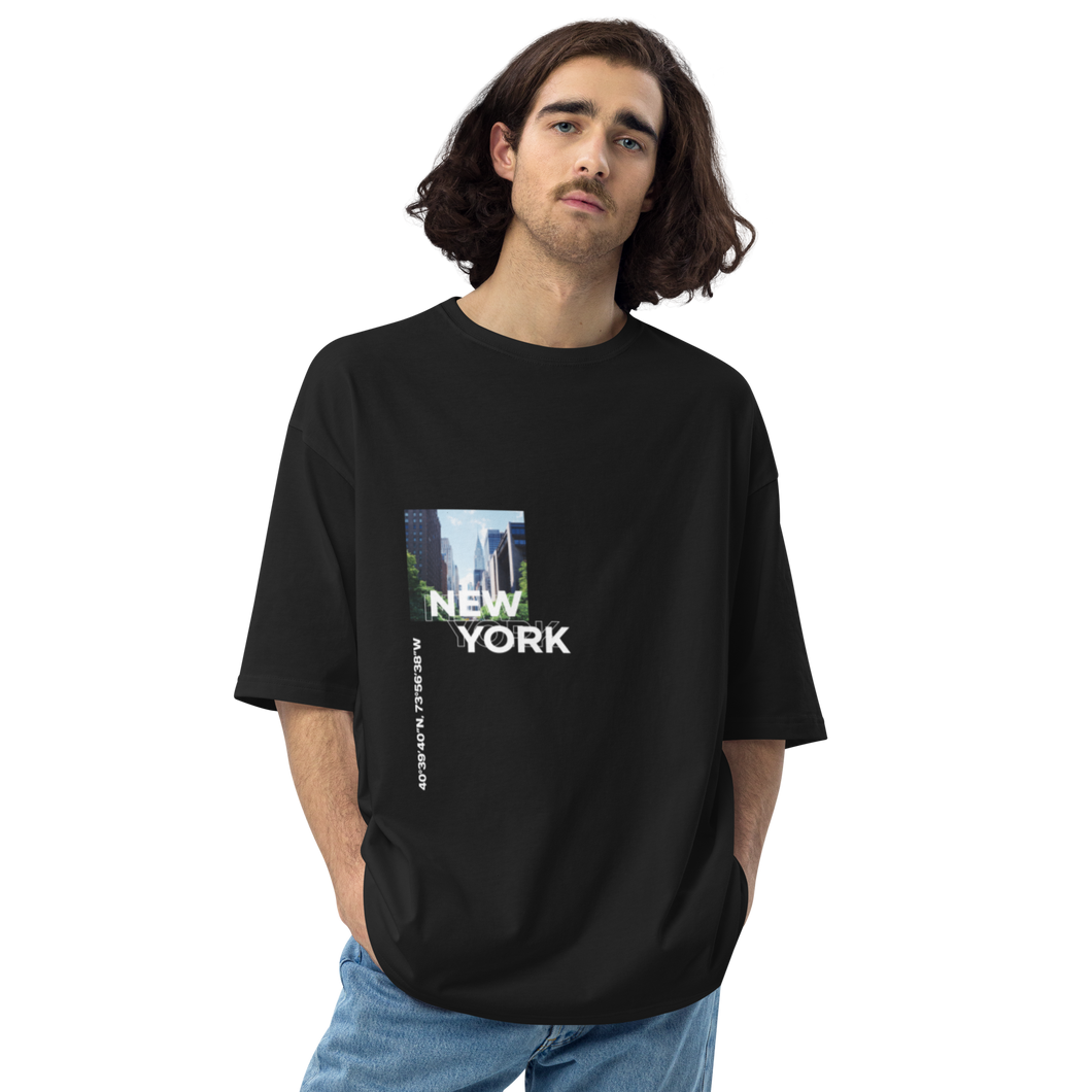 Black / S New York Coordinates Front Unisex Oversized Dark T-Shirt by Design Express
