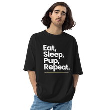 Black / S Eat Sleep Pup Repeat "Poppins" Unisex Oversized T-Shirt by Design Express