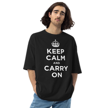 Black / S Keep Calm and Carry On Reverse Unisex Oversized T-Shirt by Design Express