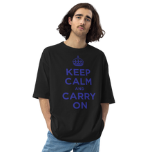 Keep Calm and Carry On Blue Unisex Oversized T-Shirt by Design Express