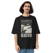 Black / S Friendship is Beautiful Front Unisex Oversized T-Shirt by Design Express