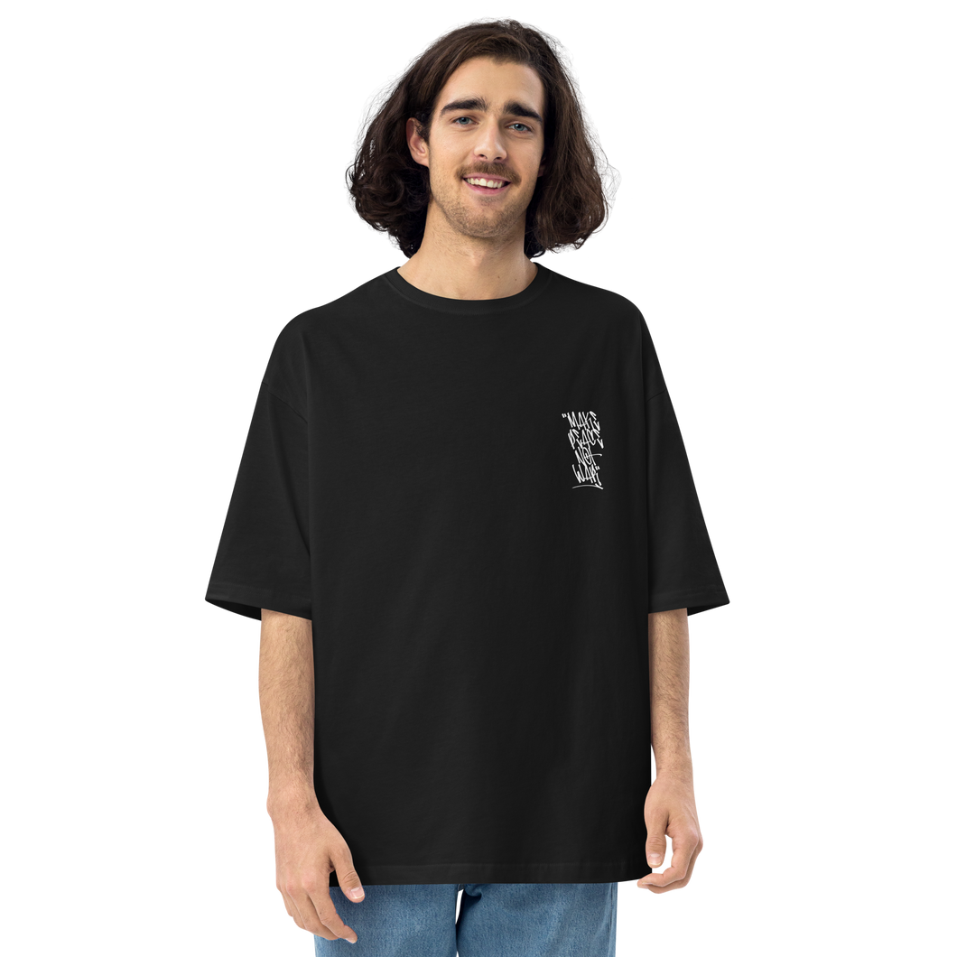 Black / S Make Peace Not War Back Unisex Oversized Dark T-Shirt by Design Express