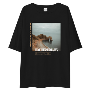 Durdle Door Front Unisex Oversized Black T-Shirt by Design Express