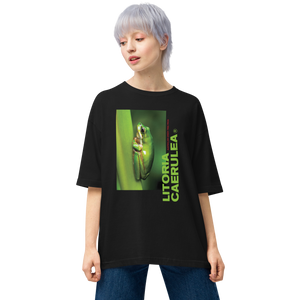 Black / S Litoria Caerulia Front Unisex Oversized T-Shirt by Design Express