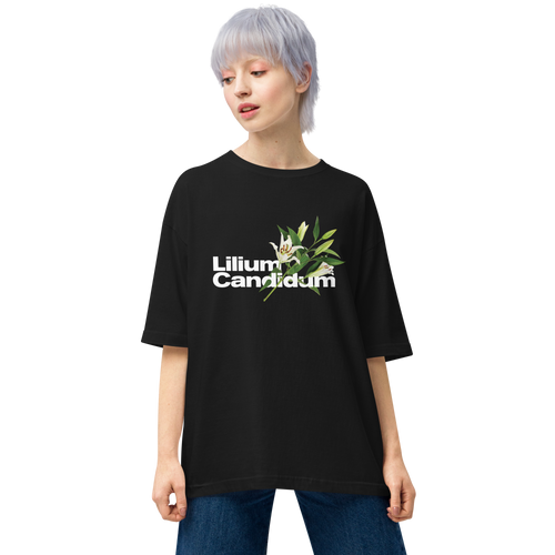 Black / S Lilium Candidum Unisex Oversized T-Shirt by Design Express