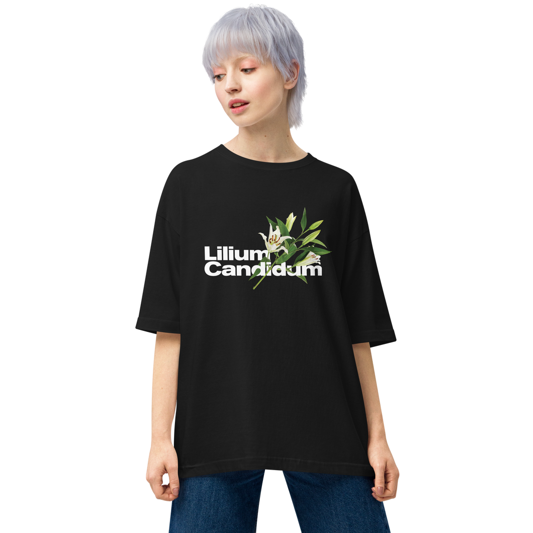 Black / S Lilium Candidum Unisex Oversized T-Shirt by Design Express