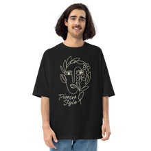 Black / S Picasso Line Style Front Unisex Oversized T-Shirt by Design Express