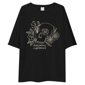 Marvelous Nightmare Flower Skull Front Unisex Oversized T-Shirt by Design Express