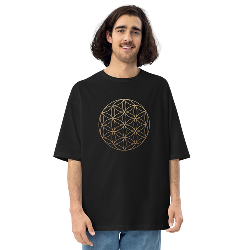 Black / S Flower of Life Unisex Oversized T-Shirt by Design Express