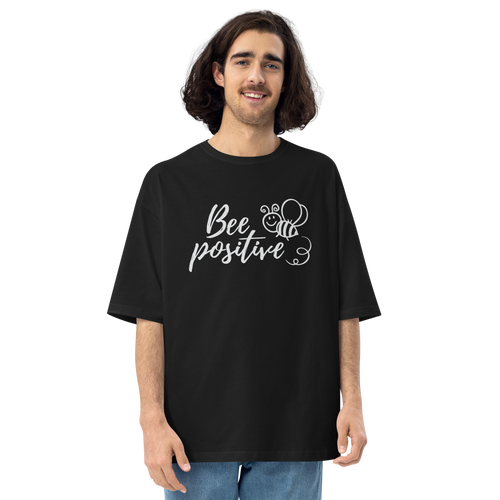 Black / S Bee Positive Unisex Oversized Dark T-Shirt by Design Express