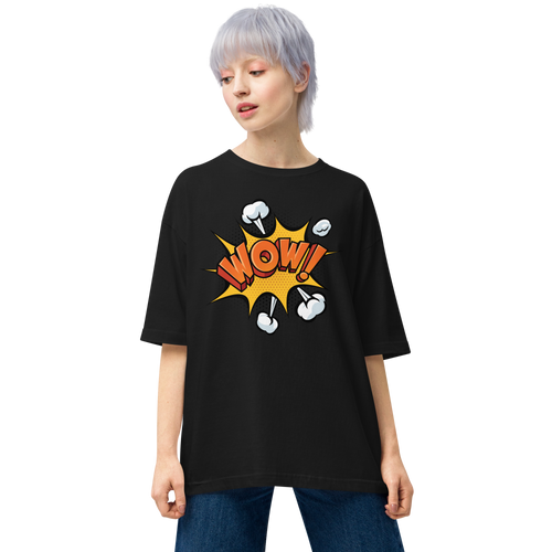 Black / S Wow Pop Art Unisex Oversized T-Shirt by Design Express