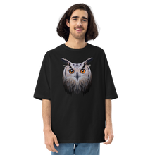 Black / S Owl Art Unisex Oversized T-Shirt by Design Express