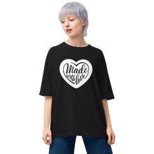 Black / S Made With Love (Heart) Unisex Oversized T-Shirt by Design Express