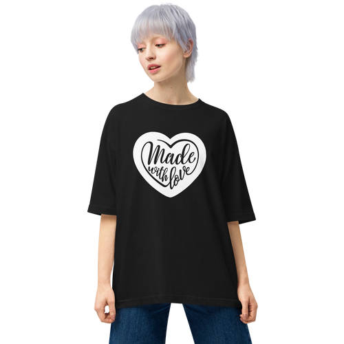 Black / S Made With Love (Heart) Unisex Oversized T-Shirt by Design Express