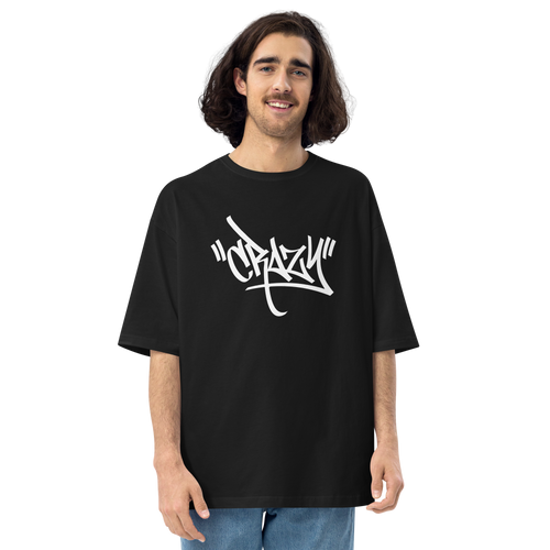 Black / S Crazy Graffiti Unisex Oversized T-Shirt by Design Express