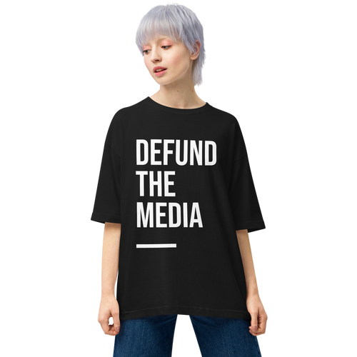 Black / S Defund the Media Condensed Unisex Oversized T-Shirt by Design Express