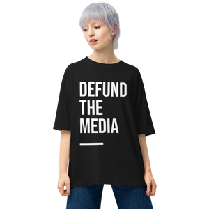 Black / S Defund the Media Condensed Unisex Oversized T-Shirt by Design Express