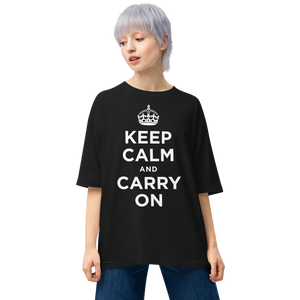 Keep Calm and Carry On Reverse Unisex Oversized T-Shirt by Design Express