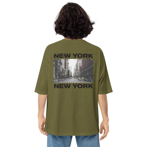 City Green / S New York Back Unisex Oversized Light T-Shirt by Design Express